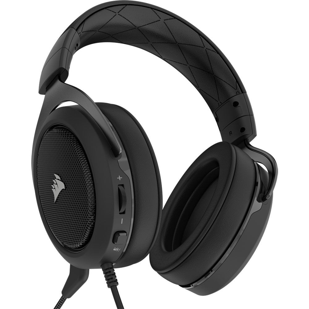 Уцененный товар Наушники с микрофоном и звуковая карта игровые Corsair HS60 Surround Gaming Headset Carbon (черный, 20-20000 Гц, 106дБ, 32 Om, 2.0 м,