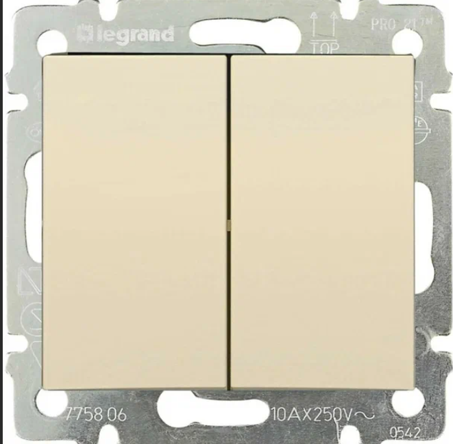 Переключатель Legrand [ 774308 ] Valena (на два направления, двухклавишный, слоновая кость)
